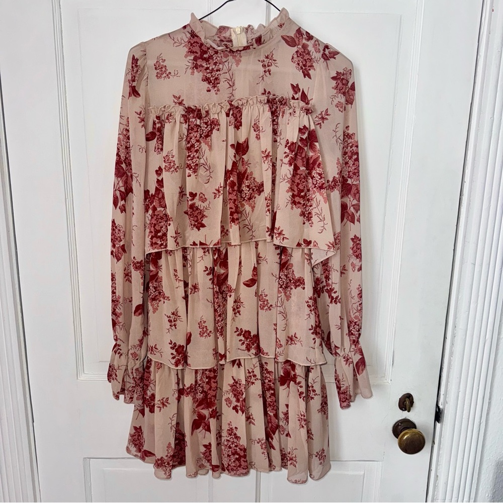 Nasty Gal Pink and Cream Floral Top